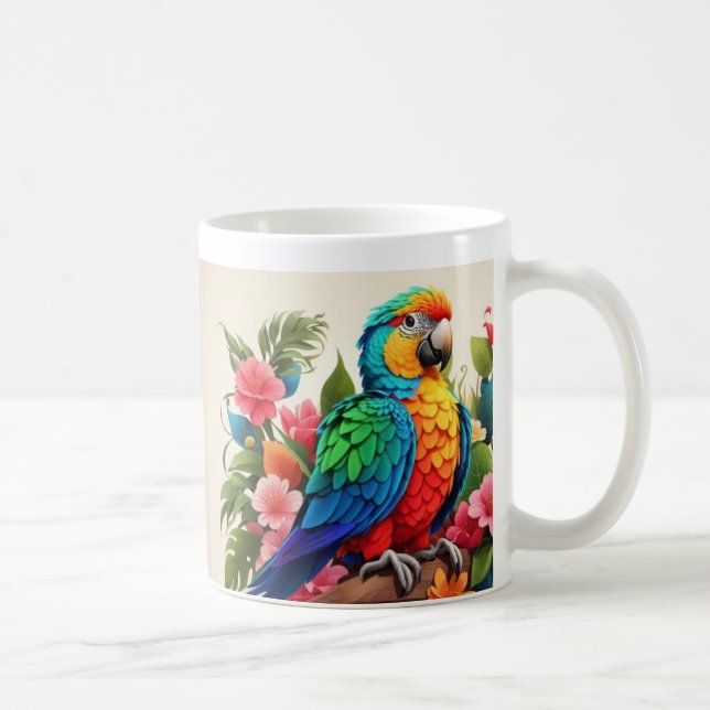 Mug Coupe de design de perroquet dynamique (Droite)