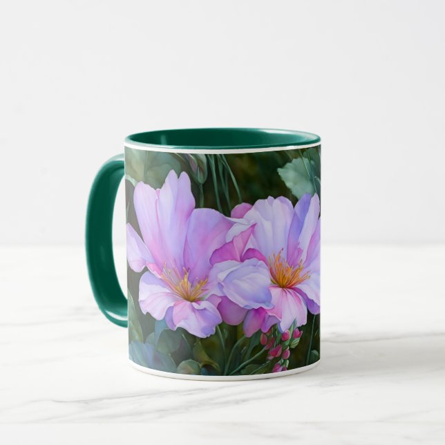 Mug Coupe de lavande violet de fleurs d'art floral (Devant gauche)