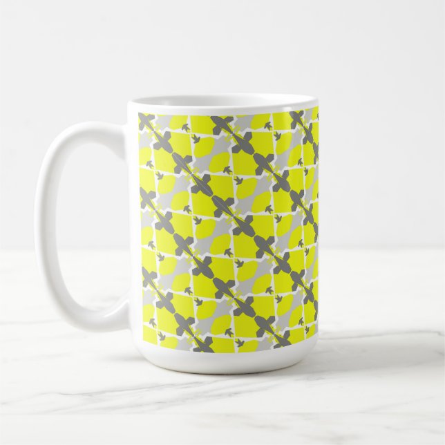 Mug Coupe de Motif Abstraite Art jaune gris blanc (Gauche)