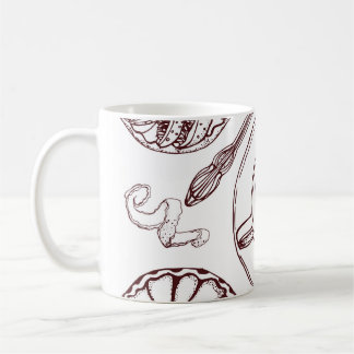 Mug Coupe de thé, une pâtisserie, croissant, vintage,