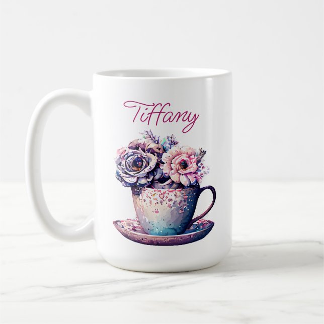 Mug Coupe de Thé Vintage de Fleurs personnalisée (Gauche)