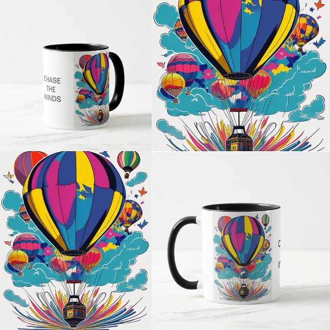 Mug Coupe d'encouragement à l'air chaud coloré (Colorful Hot Air Balloon Design)
