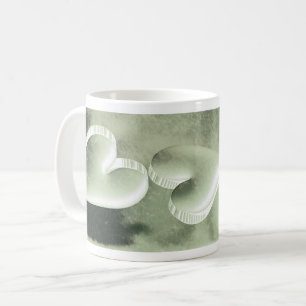 Mug Coupe des deux coeurs vert argent