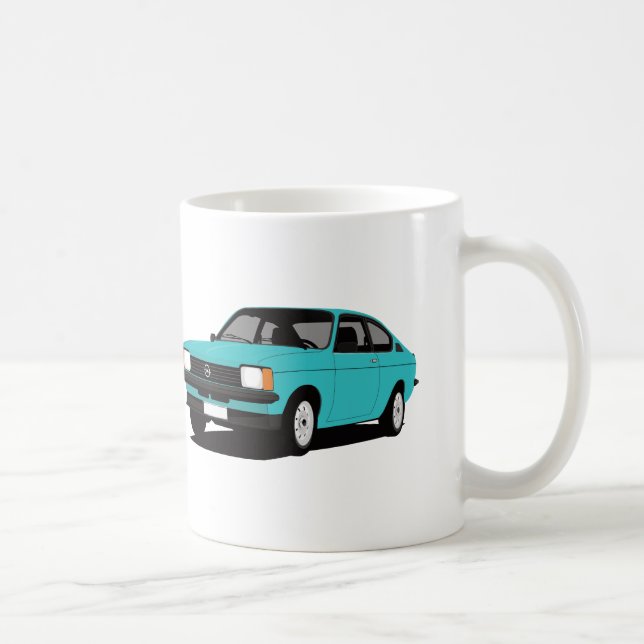 Mug Coupé d'Opel Kadett C de turquoise - deux images (Droite)