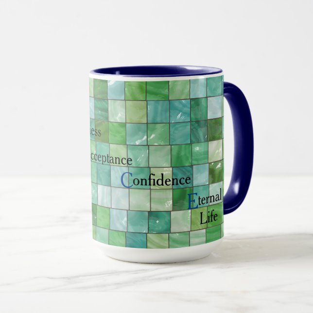 Mug Coupe du Motif de carreaux verts de grâce (Devant droit)