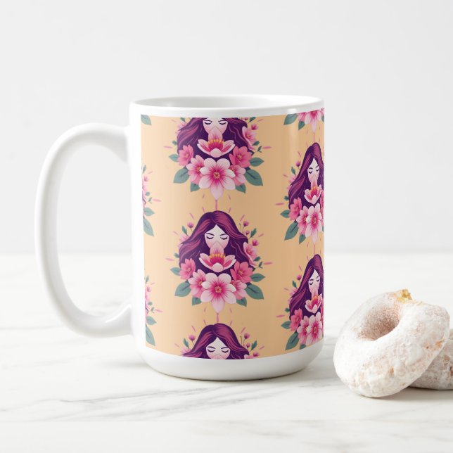 Mug Coupe féminine de café résistance et beauté (Avec donut)