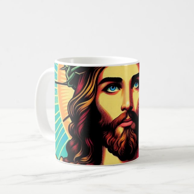 Mug Coupe Jésus colorée ! (Devant gauche)