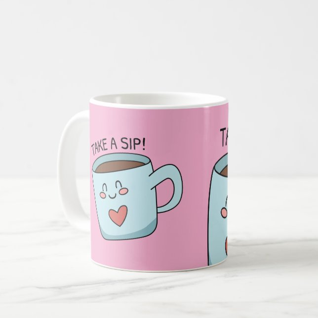 Mug Coupe mignonne dessin d'amour (Devant gauche)