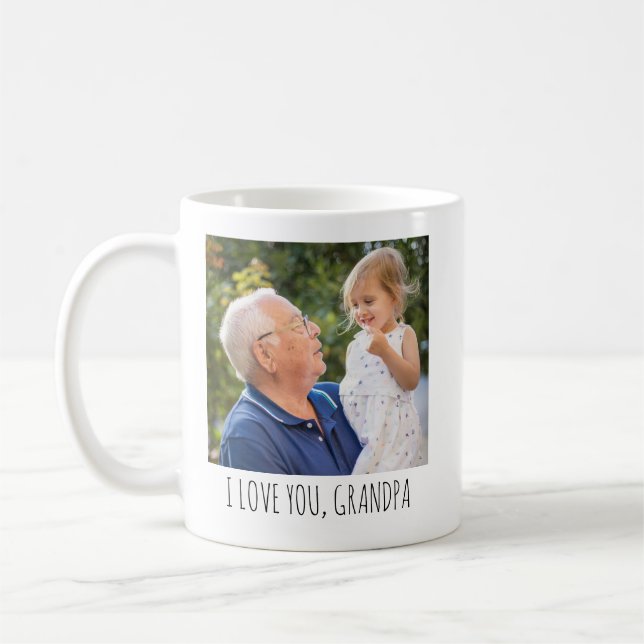 Mug Coupe photo personnalisée Texte personnalisé Grand (Gauche)