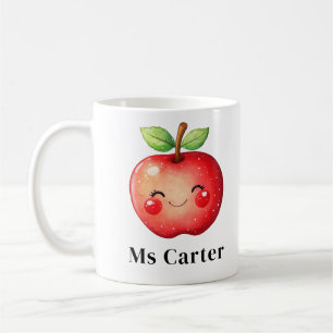 Mug Coupe Rouge Pomme visage personnalisé cadeau ensei