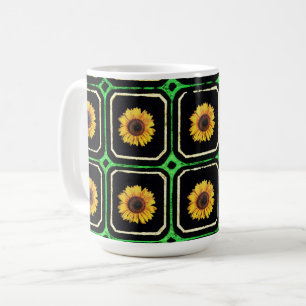 Mug Coupe Vintage de Musique Fleur de Tournesol Retro
