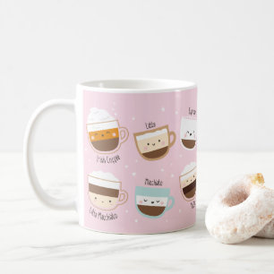 Mug Coupes de café mignonnes sur rose clair