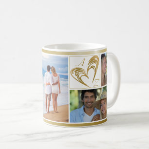 Mug Couple 6 Photo Collage I LOVE YOU Heart Initiales