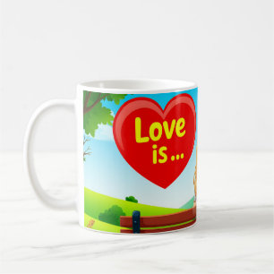 Mug Couple assis sur un banc avec titre d'amour
