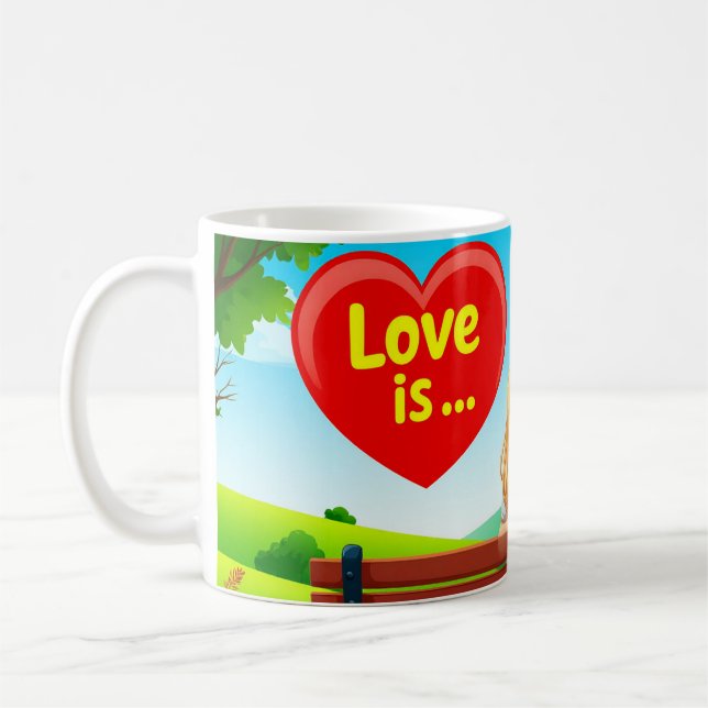 Mug Couple assis sur un banc avec titre d'amour (Gauche)