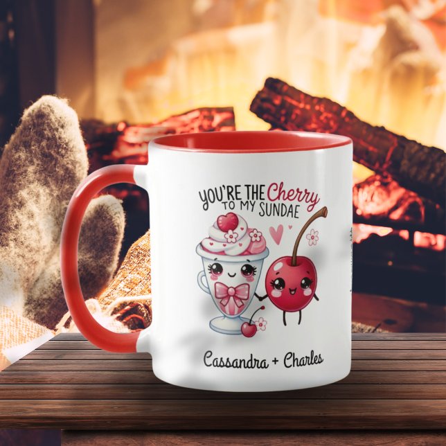 Mug Couple Customisé "Cherry to My Sundae" (Couple Customized "Cherry to My Sundae" Mug)