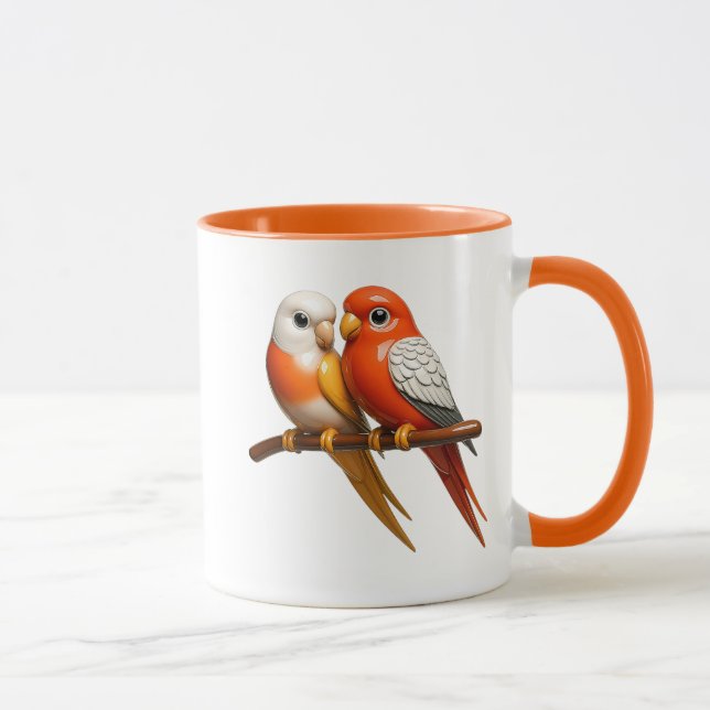 Mug Couple d’oiseaux tendres perchés côte à côte. (Droite)