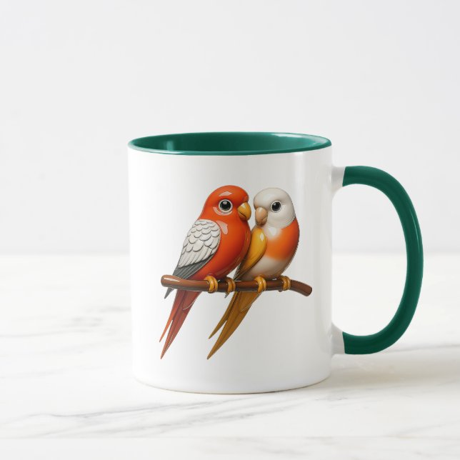 Mug Couple d’oiseaux tendres perchés côte à côte. (Droite)