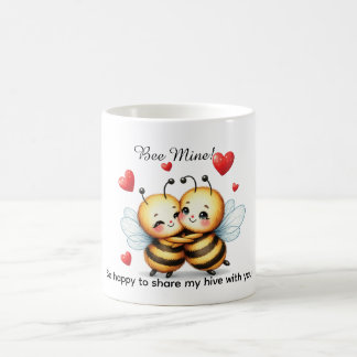 Mug Couple de abeilles adorables amoureuses avec des c