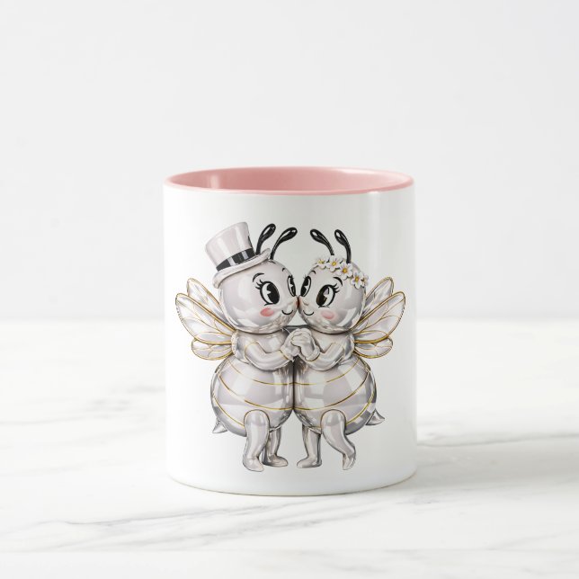 Mug Couple de abeilles de mariage adorable (Centre)