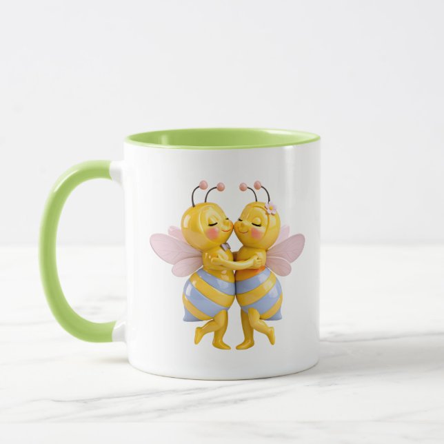 Mug Couple de abeilles tendres s'étreignant (Gauche)