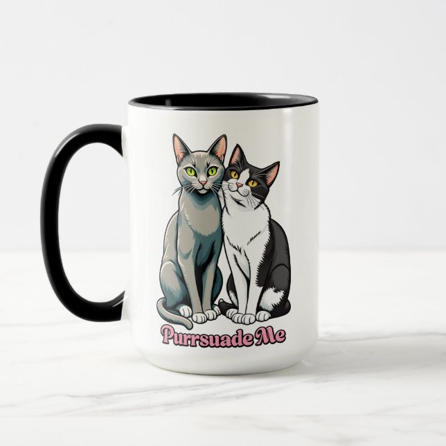 Mug Couple de chats bavards mignons  (Gauche)