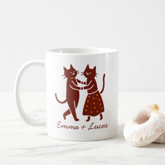 Mug Couple de chats dansants, mariage personnalisé ave