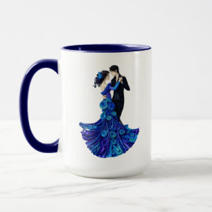 Mug Couple de danseurs élégants en quilling de papier