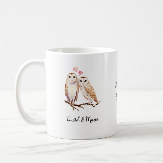 Mug Couple de hiboux amoureux (Gauche)
