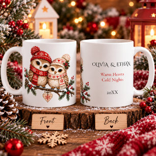 Mug Couple de hiboux de Noël nordique Amour romantique