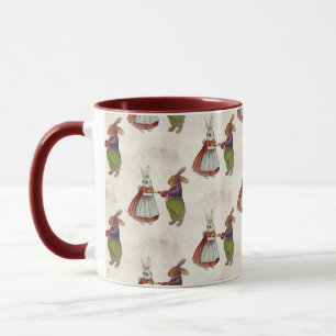 Mug Couple de lapin vintage en vêtements victoriens