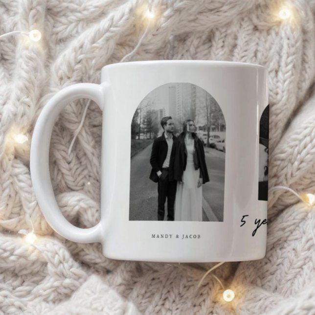 Mug Couple de mariage moderne 3 photos 5 ans d'anniver (Créateur téléchargé)
