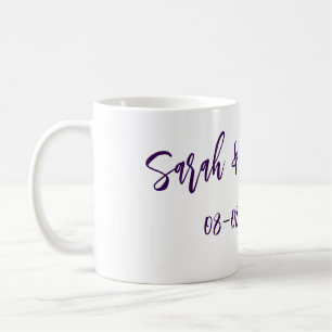 Mug couple de mariages. Nom date violet simple mo mini