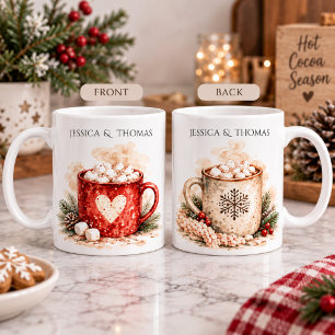 Mug Couple de Noël Nordique Cozy au Chocolat Chaud