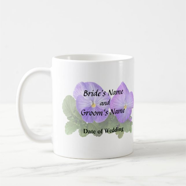 Mug Couple de pensées violet pâle et blanc (Gauche)