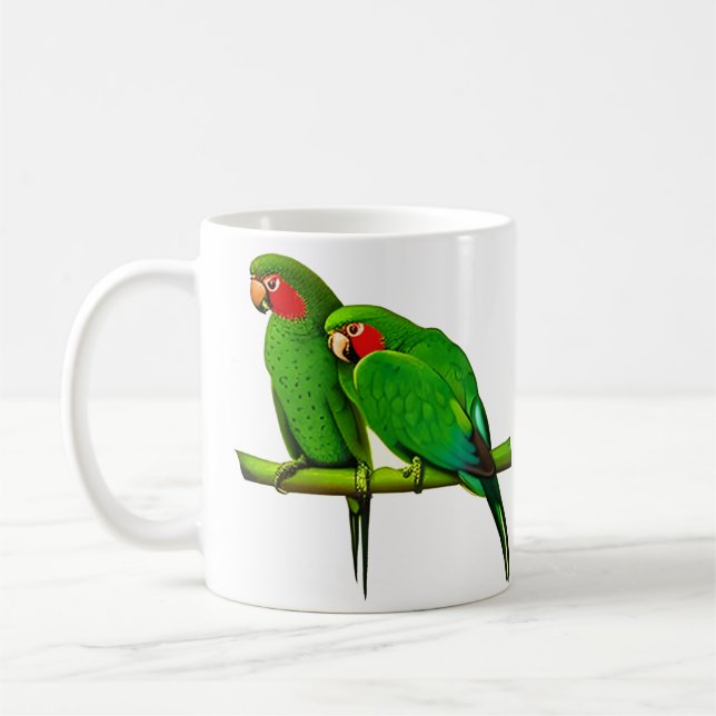 Mug Couple de perroquet vert et rouge (Gauche)