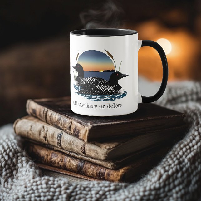 Mug Couple de plongeons arctiques Coucher de soleil Bl (Créateur téléchargé)