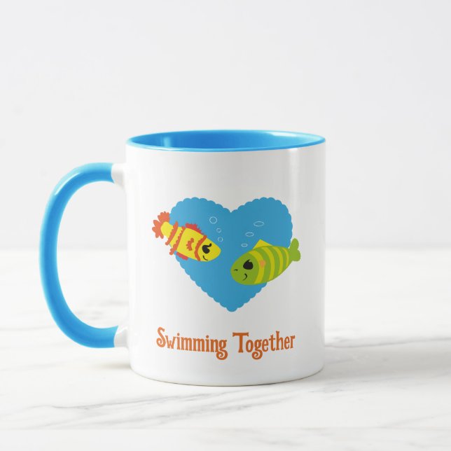 Mug Couple de poissons nageant ensemble sur mesure Amo (Gauche)