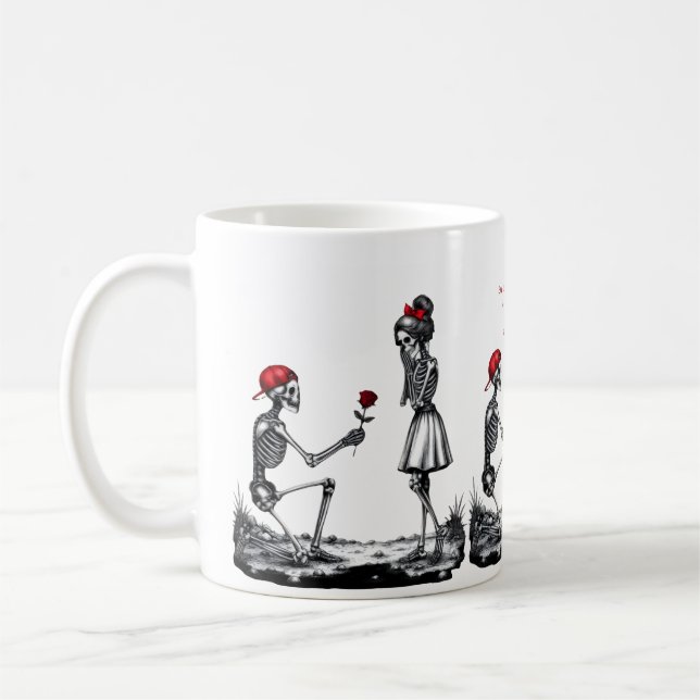 Mug Couple de squelettes amour jamais ne faiblit (Gauche)