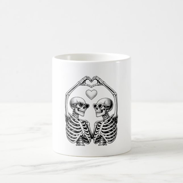 Mug Couple de squelettes de la Saint-Valentin - Cœur r (Centre)