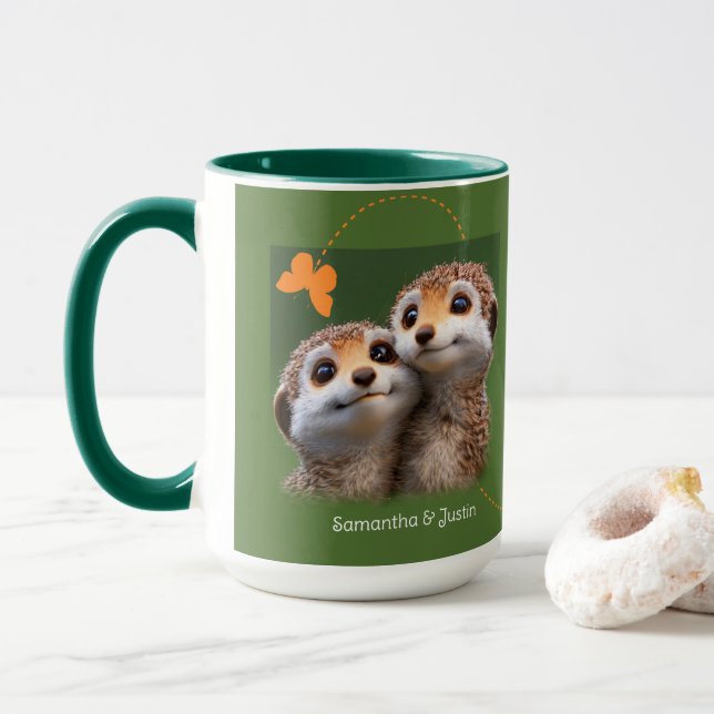 Mug Couple de suricates ensemble pour toujours mainten (Avec donut)