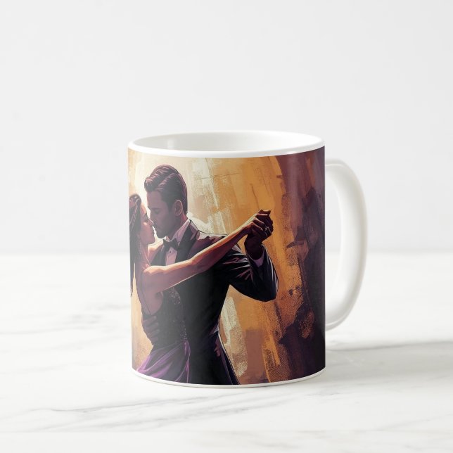 Mug Couple de Tango Romantique Élégant Design de Danse (Devant droit)