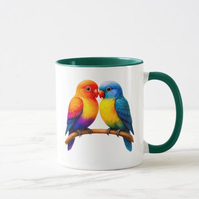 Mug couple d'oiseaux colorés (Droite)