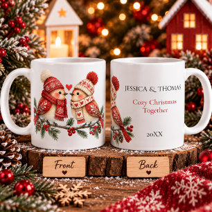 Mug Couple d'oiseaux de Noël nordiques scandinaves cos