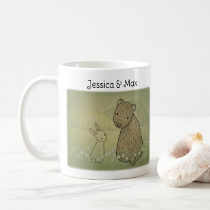 Mug Couple d'ours et de lapin Nom personnalisé Cadeau