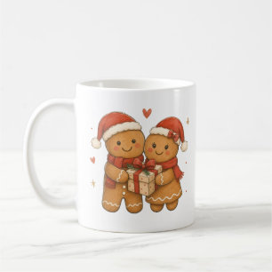 Mug Couple en pain d'épices avec cadeau et chapeaux de