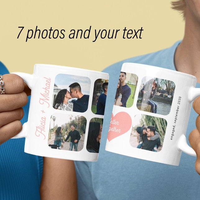 Mug Couple fiancé 7 collage de photos mieux ensemble (Créateur téléchargé)