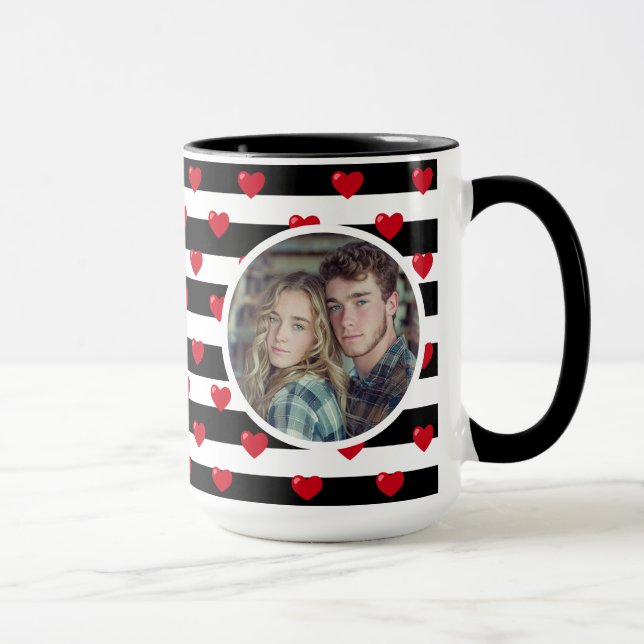 Mug Couple Love Hearts Stripe | Jour des Valentines Ph (Droite)