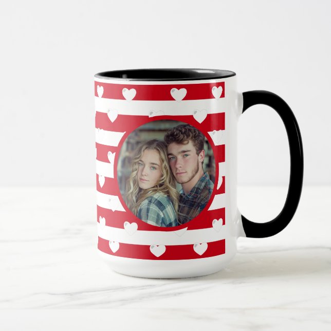 Mug Couple Love Hearts Stripe | Jour des Valentines Ph (Droite)