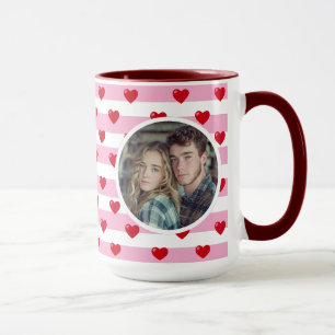 Mug Couple Love Hearts Stripe Jour des Valentines Ph